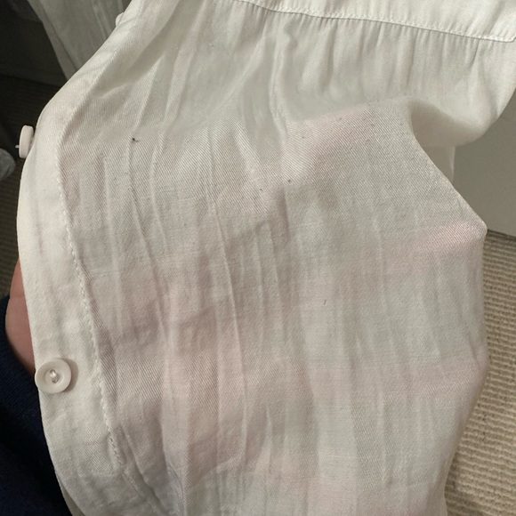 Oversized lightweight basic white button down. Silky material , a bit sheer - Picture 3 of 3